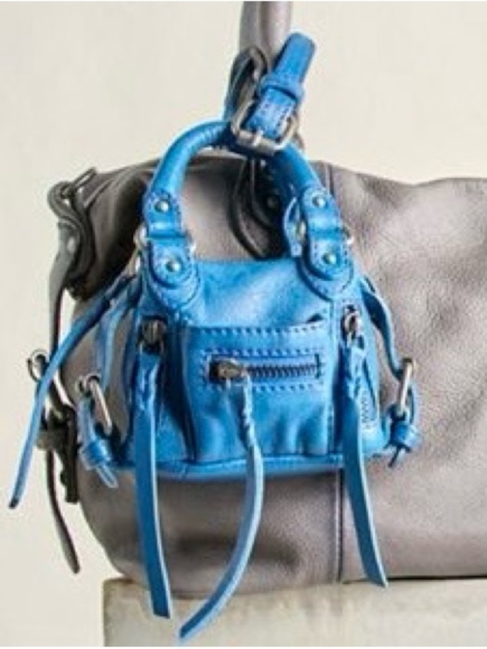 NWT We the Free People blue mini micro Emerson tote bag purse